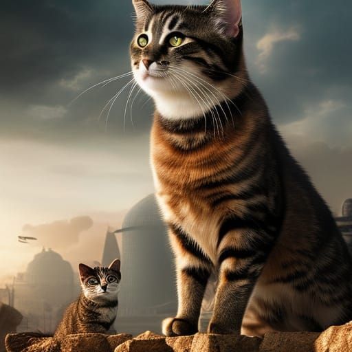 Cats and Dogs at War: Epic Digital Painting