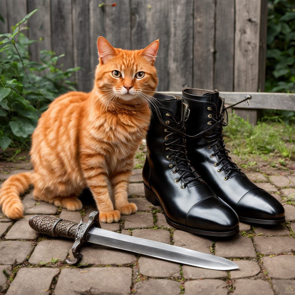 Medieval Boots and Fencing Sword in a Whimsical Scene