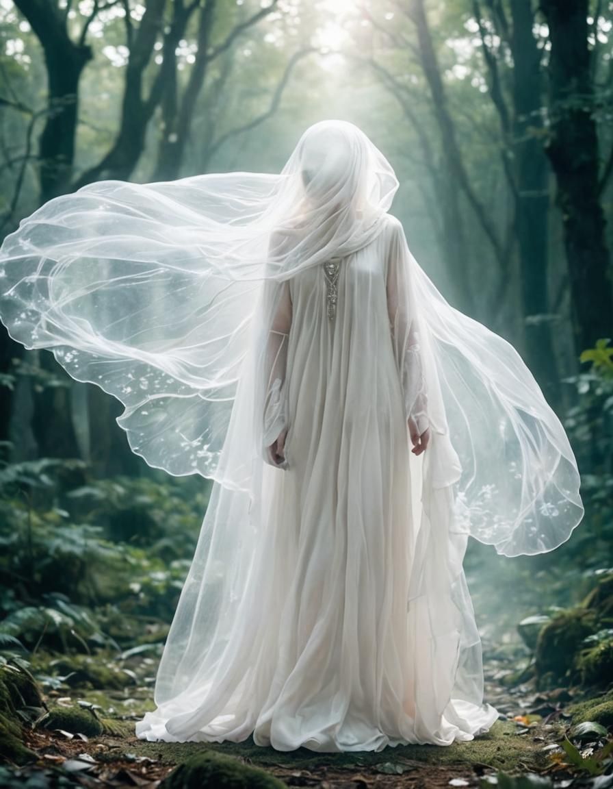 Ethereal Ghost Princess in Fantasy Mushroom Forest
