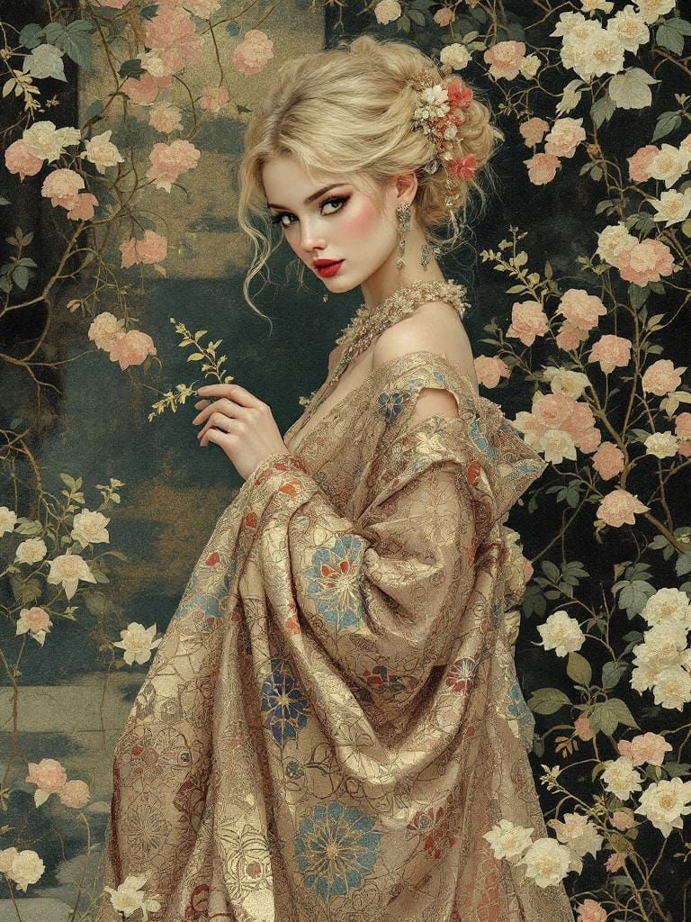 Pin-Up Woman in Theatrical Illustrative Style