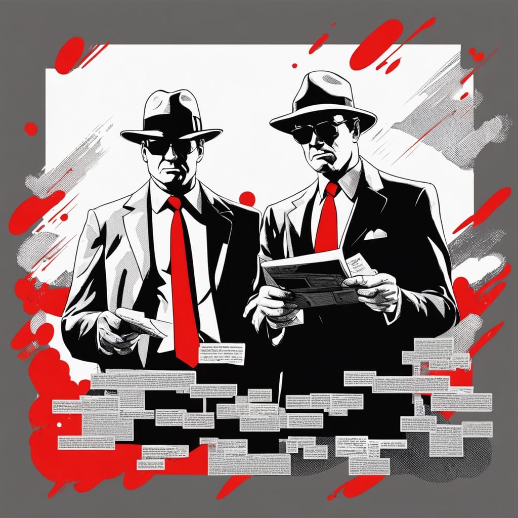 Two Spies Delivering Coded Message in Comic Style