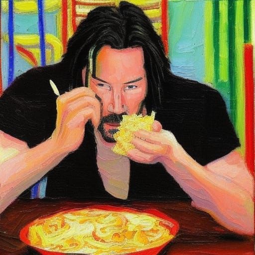 Keanu Reeves eating Ramen