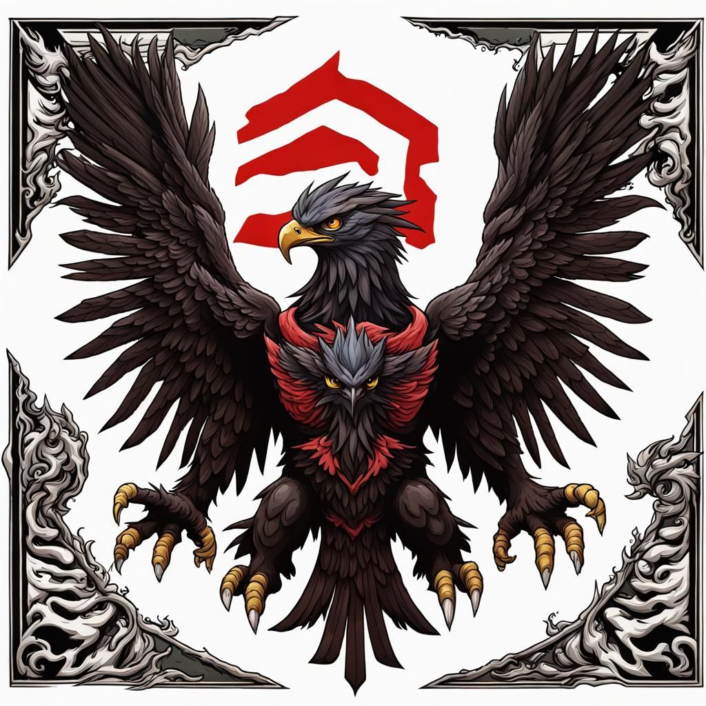 Double-Headed Eagle Digimon in Anime Style