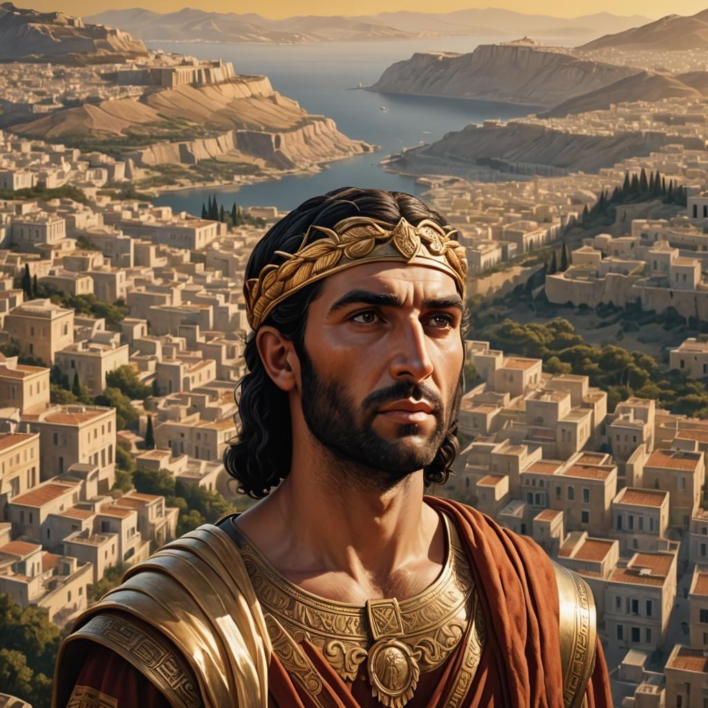 Hyperrealistic Portrait of Athenian Prince in Ancient Athens
