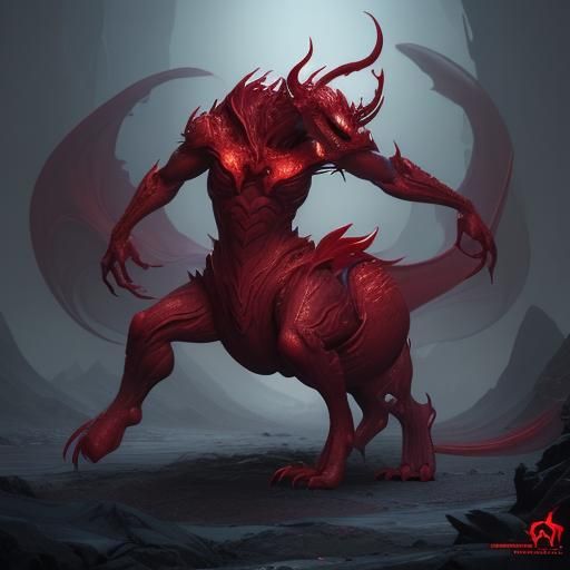 Red Morphing Shape-Shifter Creature: Fantasy Concept Art