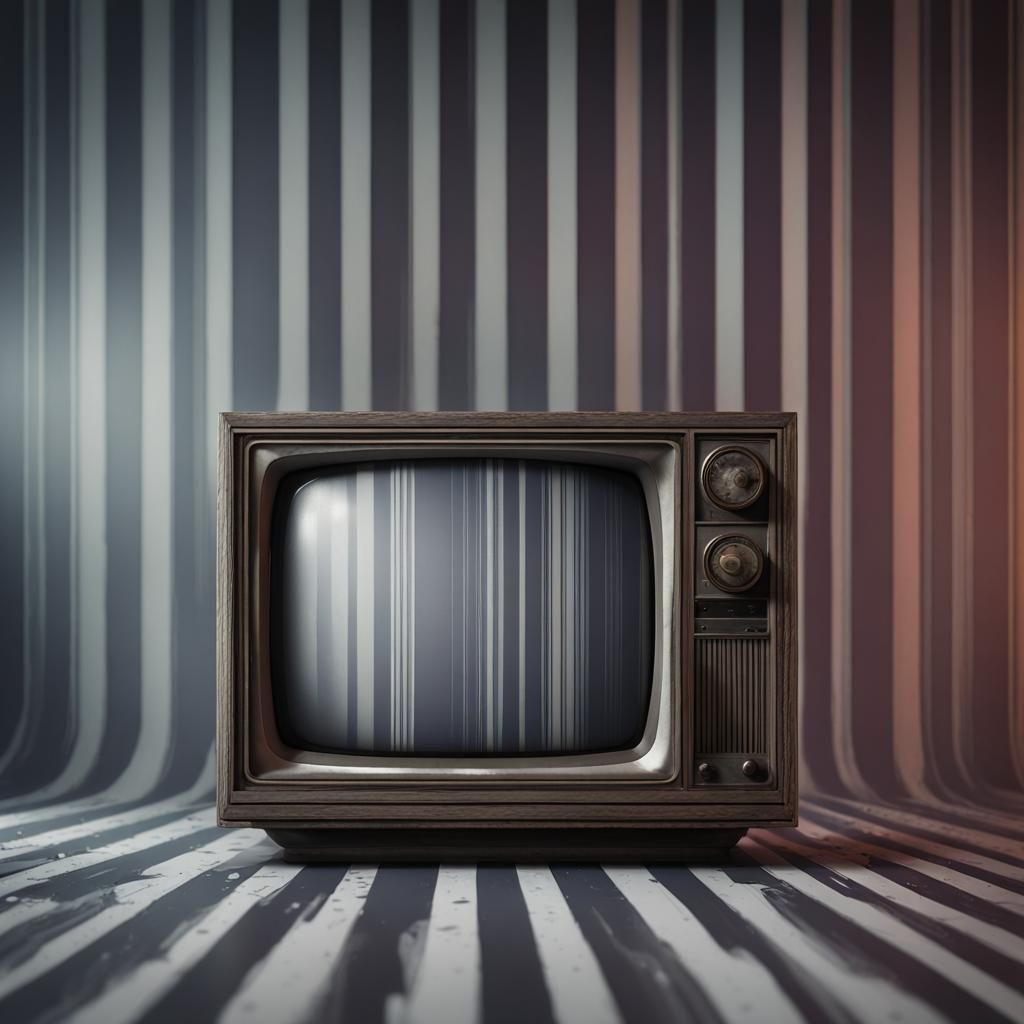 Vintage TV Screen with Static: Digital Matte Painting