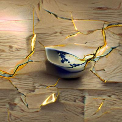 Elegant Kintsugi Art with Gold Repair