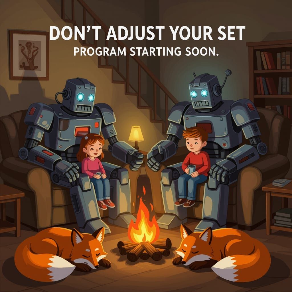 Heavy Metal Robot Family Watching TV