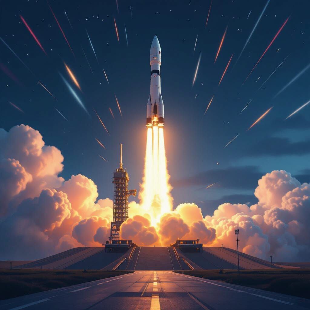 Colossal Rocket Launch at Night