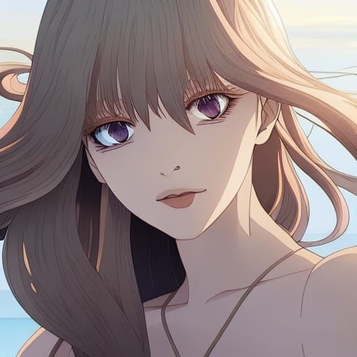 Siren Dancing on Palm Beach: Manhwa Style Art