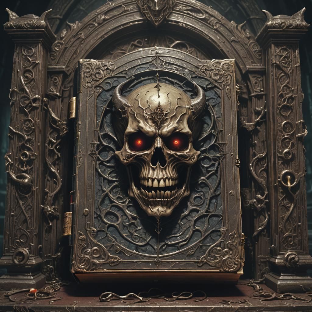 Eerie Demon Book on Altar in Detailed 3D Rendering