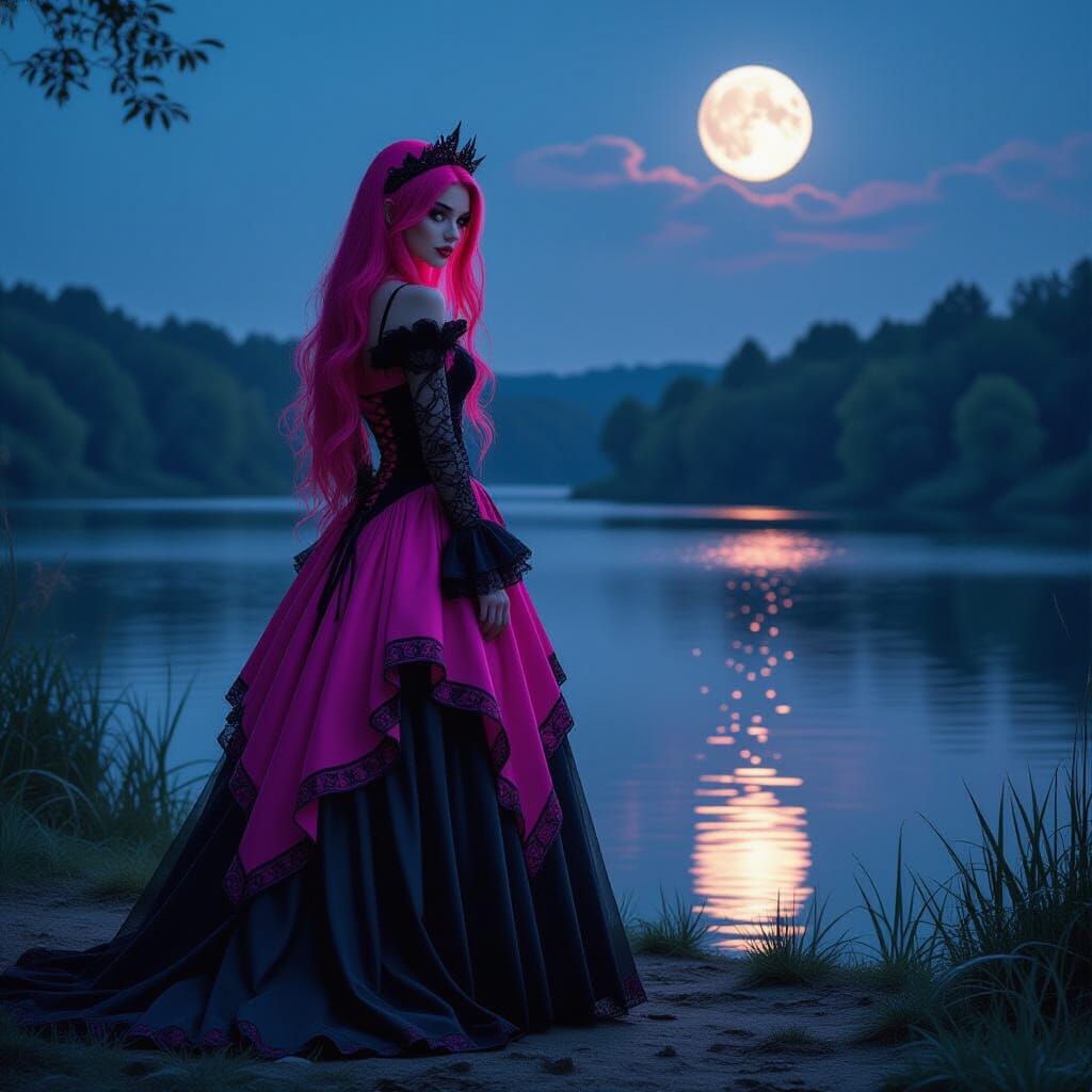 Gothic Vampire Princess by Moonlit Lake