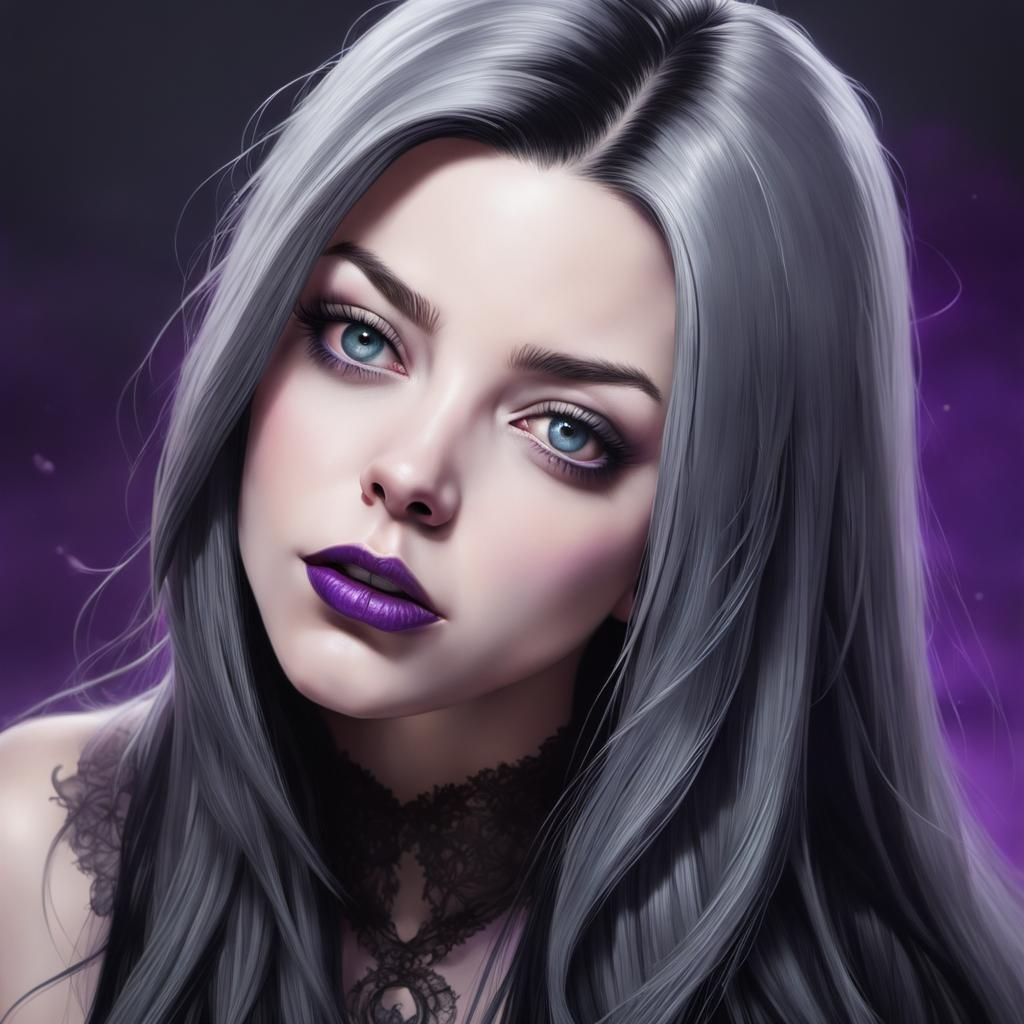 Hyperrealistic Portrait of a Gothic Woman