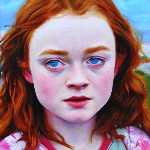 Sadie Sink Portrait as Oil Painting