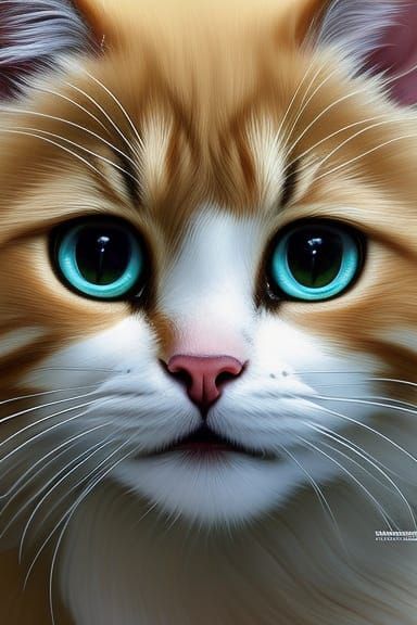 Hyperrealistic Portrait of a Playful Persian Cat
