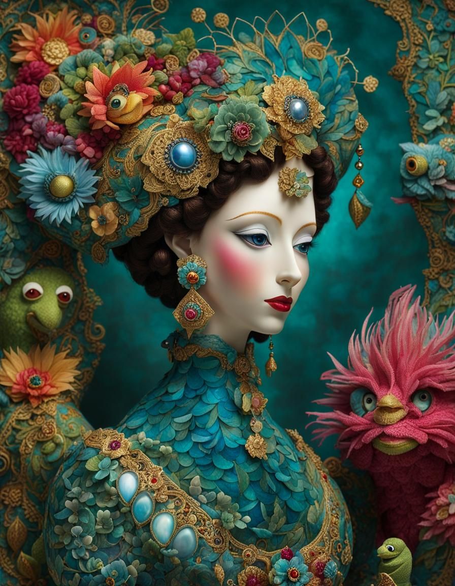 Hyperdetailed Muppets and Fraggles in Cloisonné Style