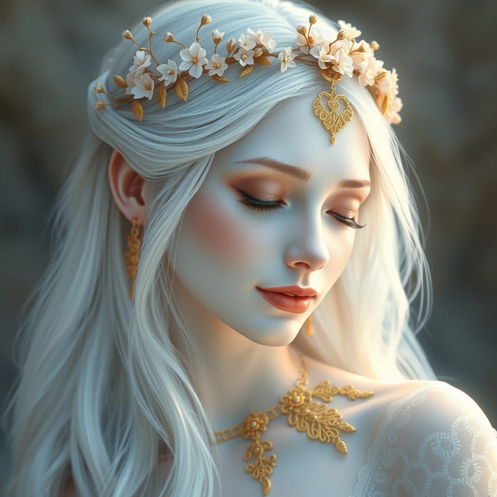 Ethereal Goddess in Golden Filigree Regalia