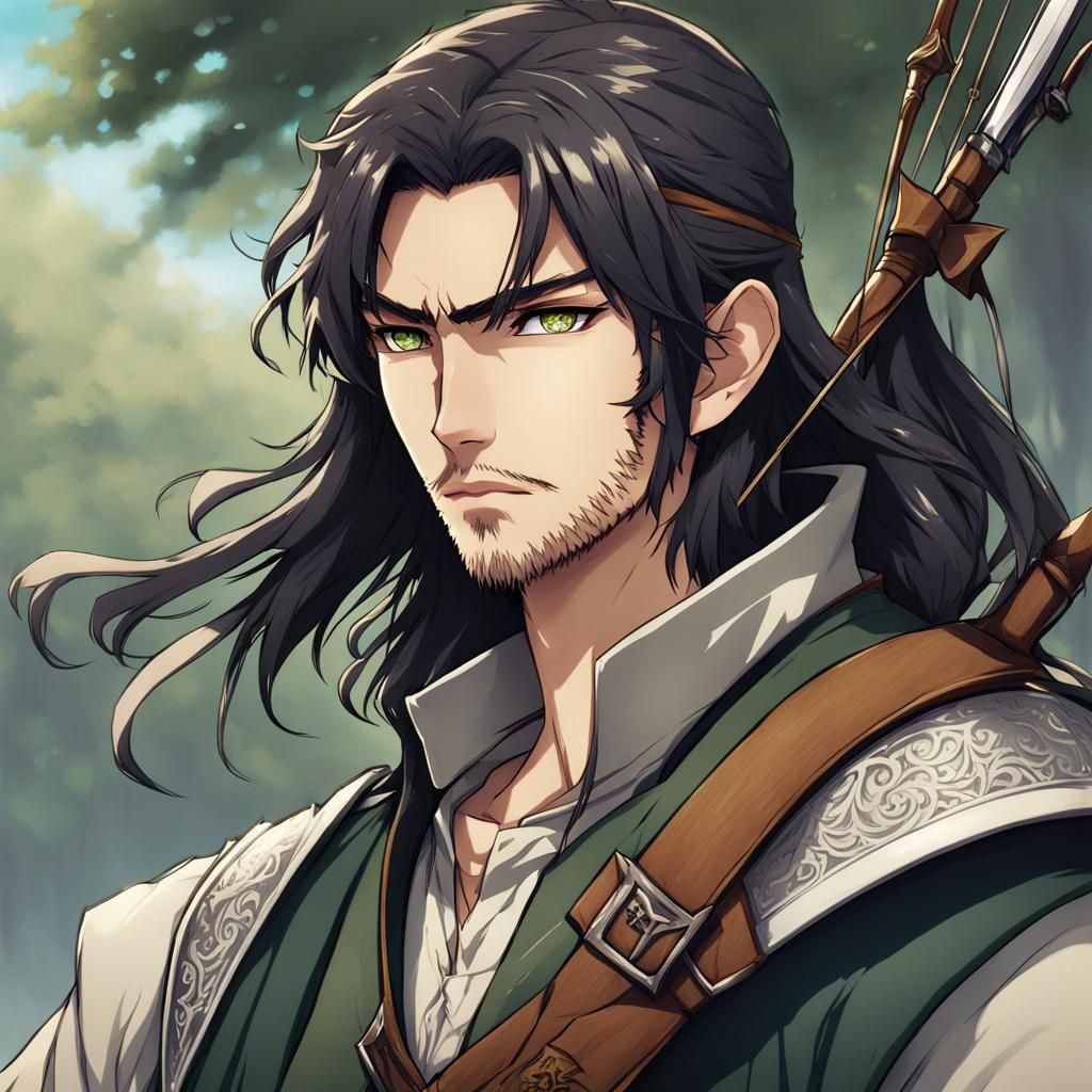 Young Male Ranger Character Sheet in Anime Style