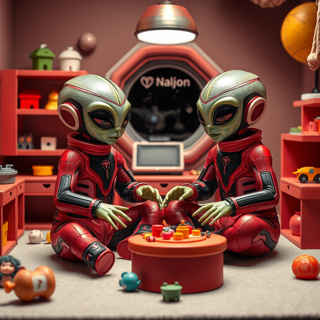 Baby Aliens Play in Space Station