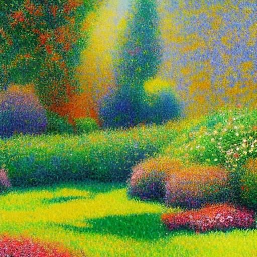 Boy with Flowers: A Pointillist Impression