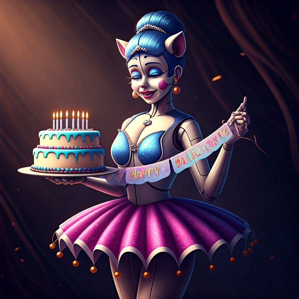 Ballerina Birthday Celebration in Digital Matte Painting Sty...