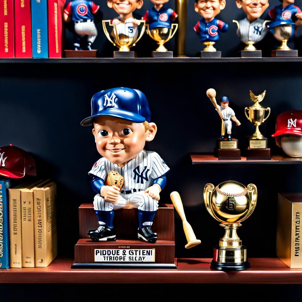 Mickey Mantle Bobblehead on Trophy Shelf