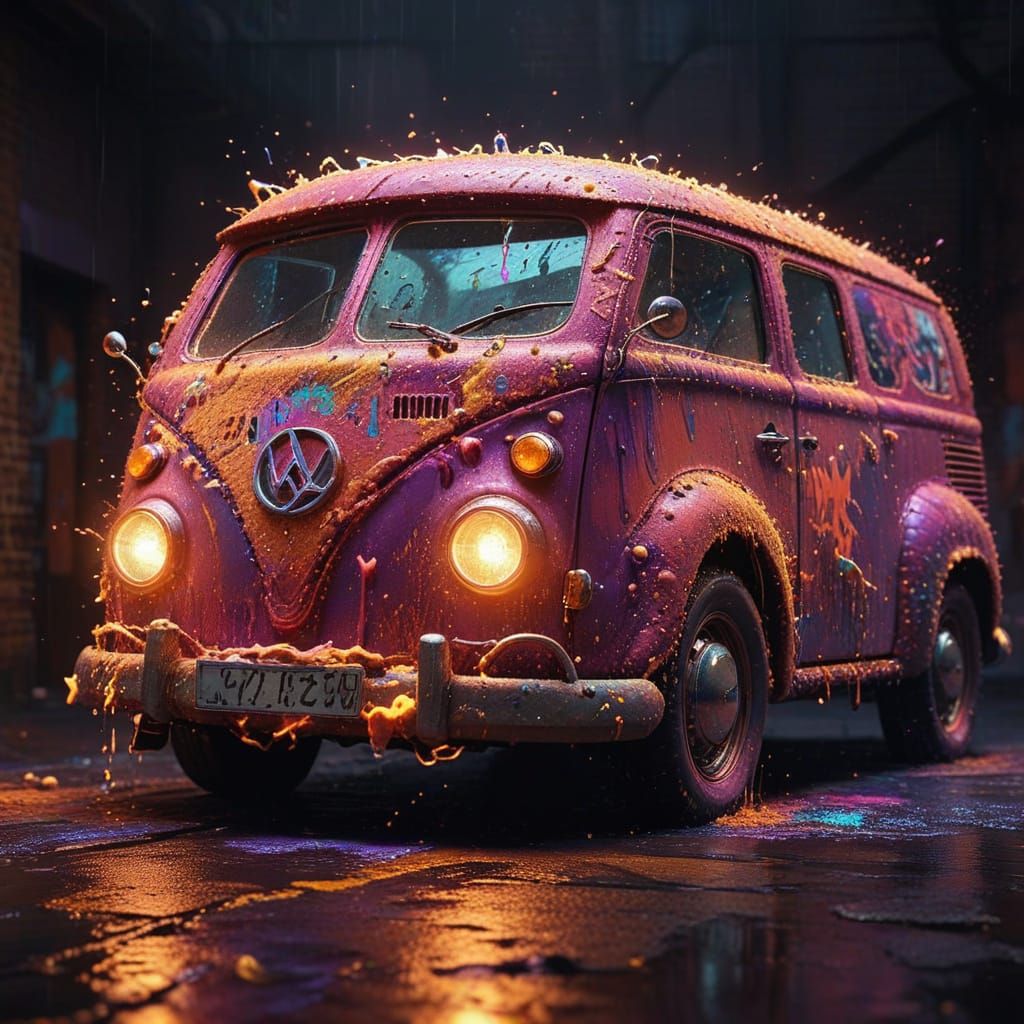 Vibrant Psychedelic Graffiti Character in Neon Dance