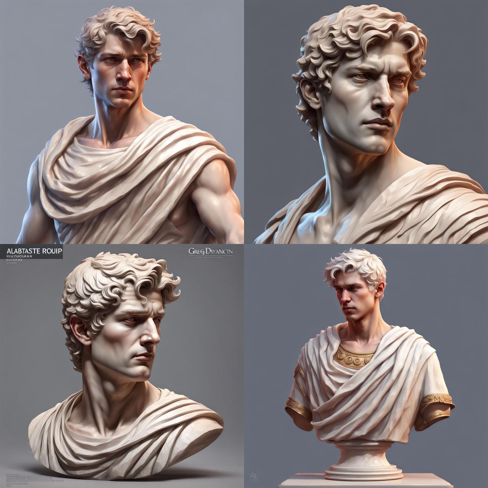 Alabaster Sculpture of a Teen in Roman Style