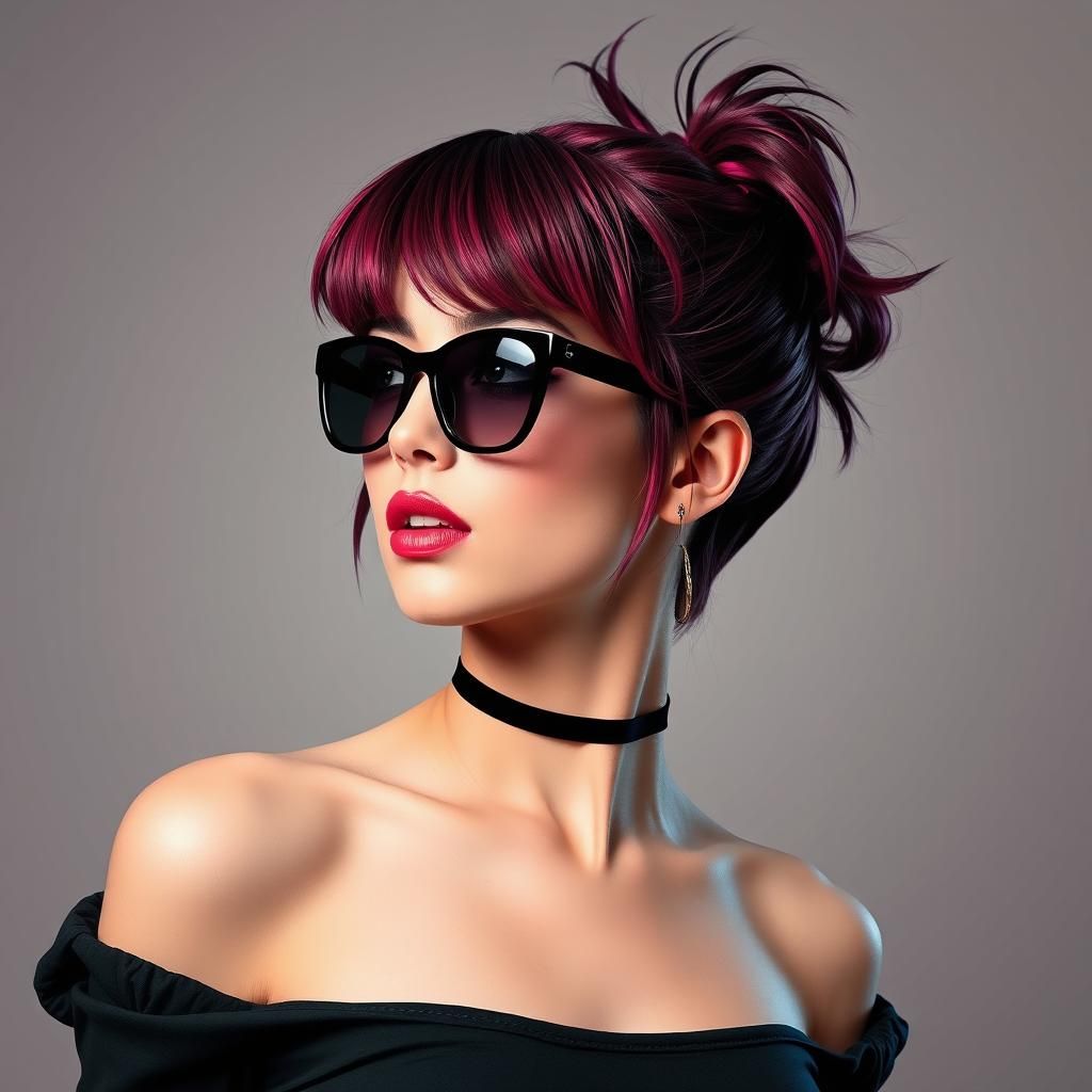 Punk Character Head Poses in Comic Style