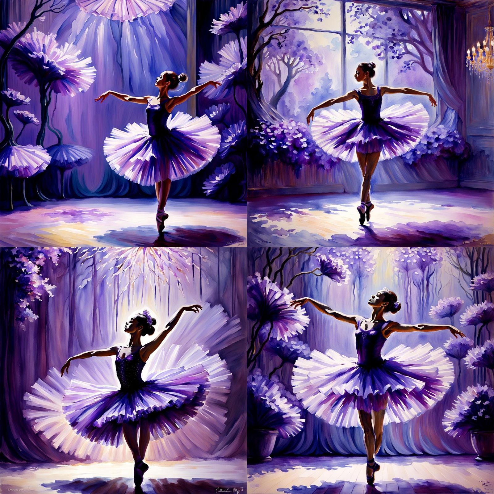 Ballerina in Purple Tutu, Dreamcore Watercolor