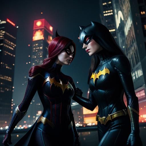 Spider-Woman and Batgirl in Dark City