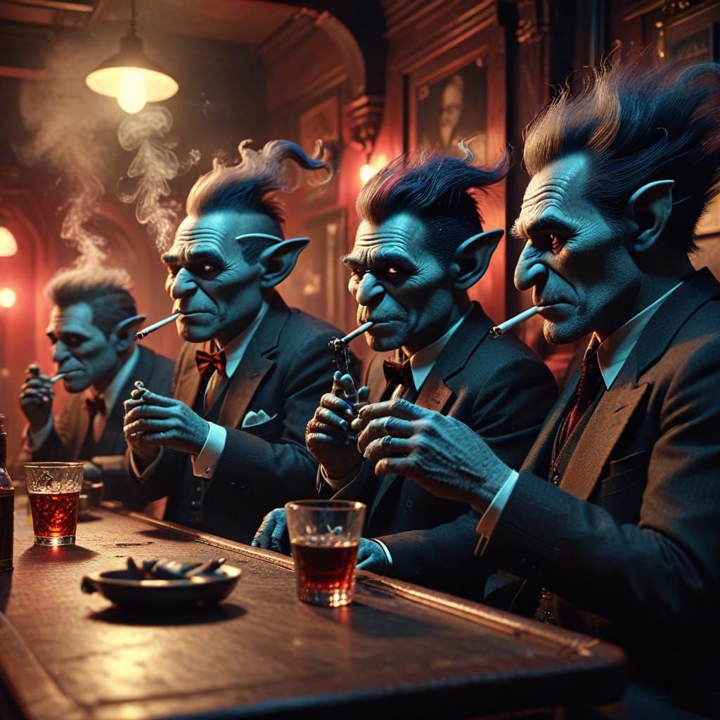 Trolls in a 1920s Speakeasy, Noir Photography