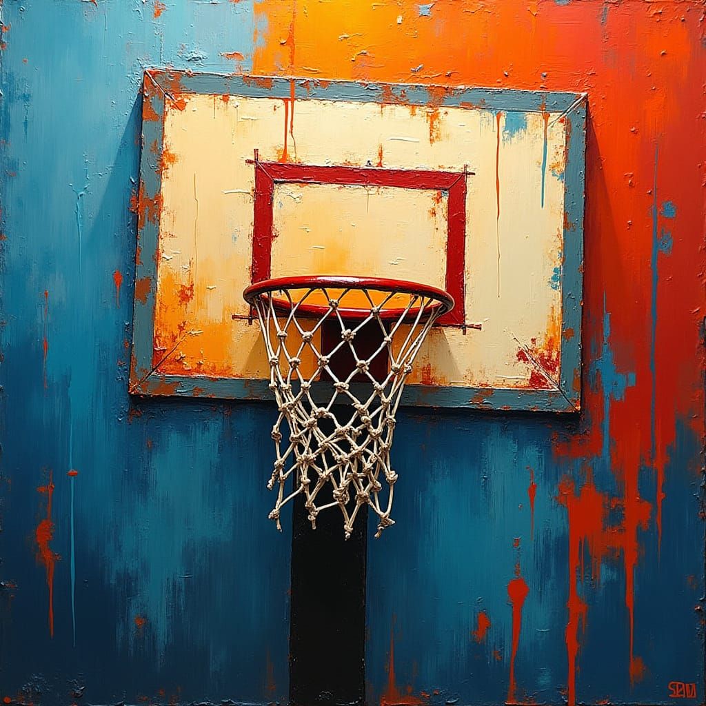 Abstract Basketball Hoop with Bold Geometric Shapes