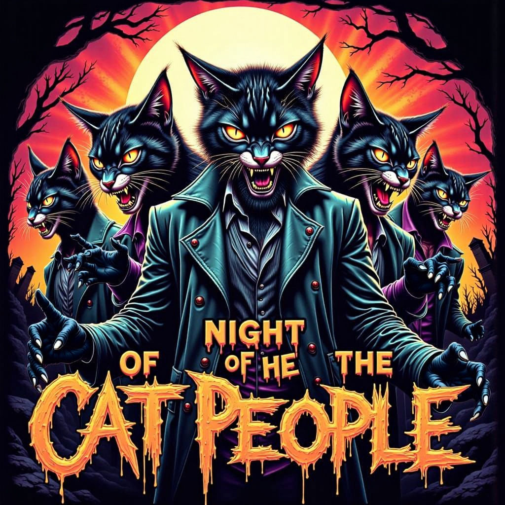 Night Of The Cat People! Pulp Comic Poster