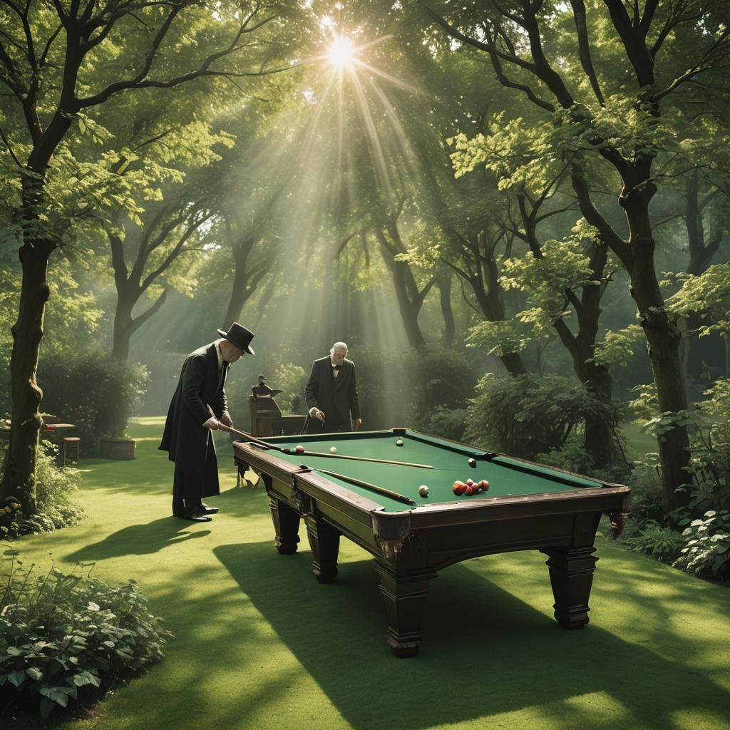 Surreal Billiards Game in Solar Haze