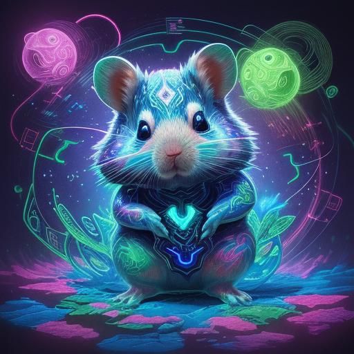 Bioluminescent Holographic Hamster with Neon Print