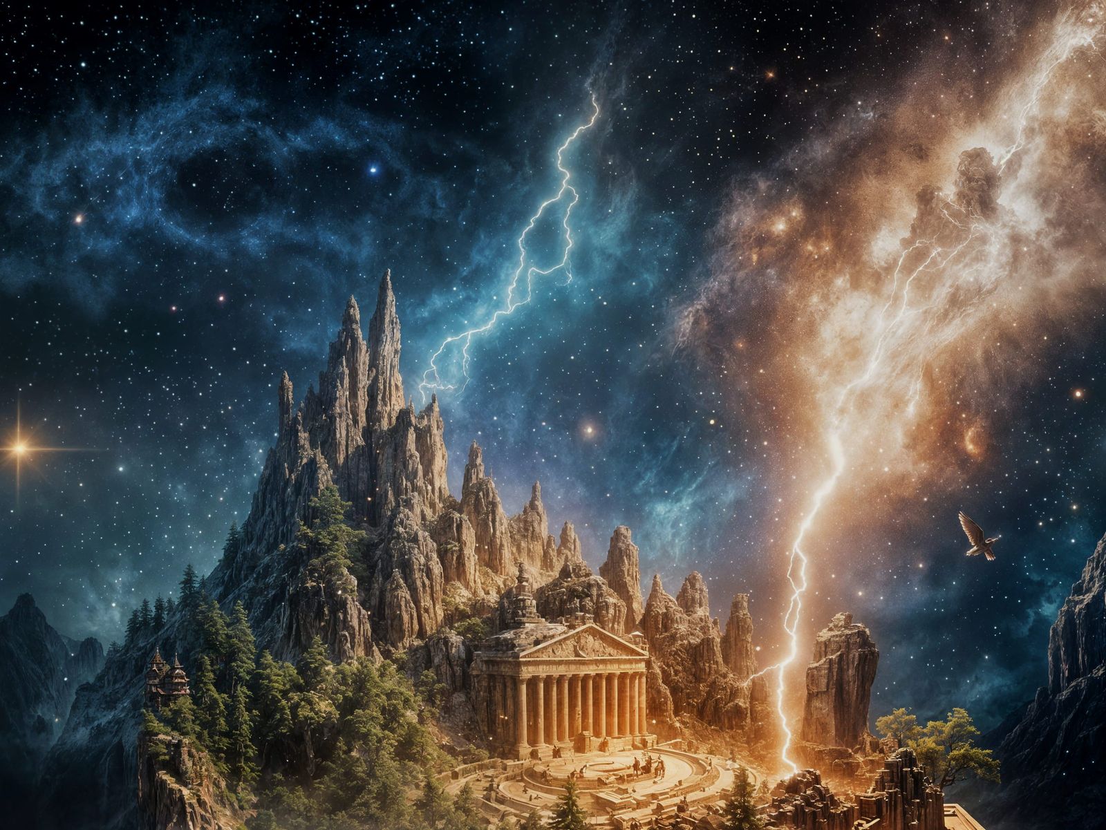 Ethereal Fantasy Realm Illuminated by Celestial Light