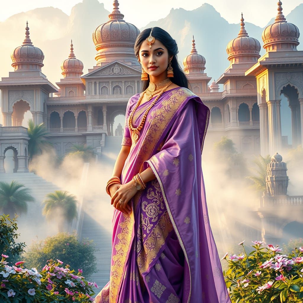 Ethereal Tamil Princess in Majestic Palace