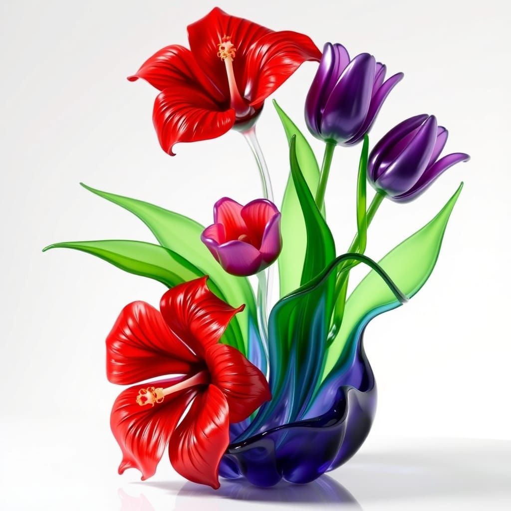 Ethereal Glass Bouquet in Vibrant Floral Style