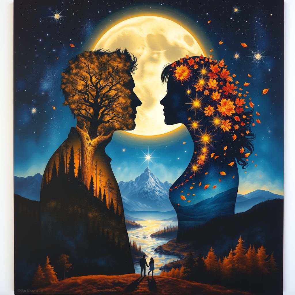 Cosmic Silhouettes: A Surreal Fantasy Painting