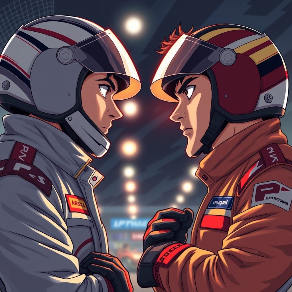 Rival Racing Drivers Stare Down in Tense Pre-Race Moment, An...