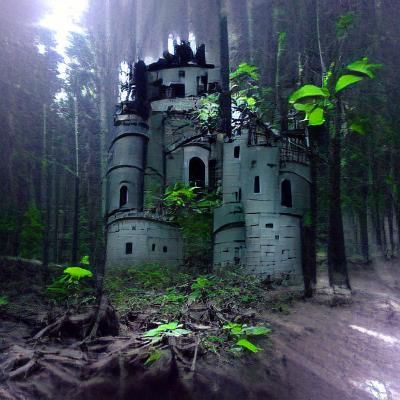 Dark Abandoned Castle in a Dense Forest