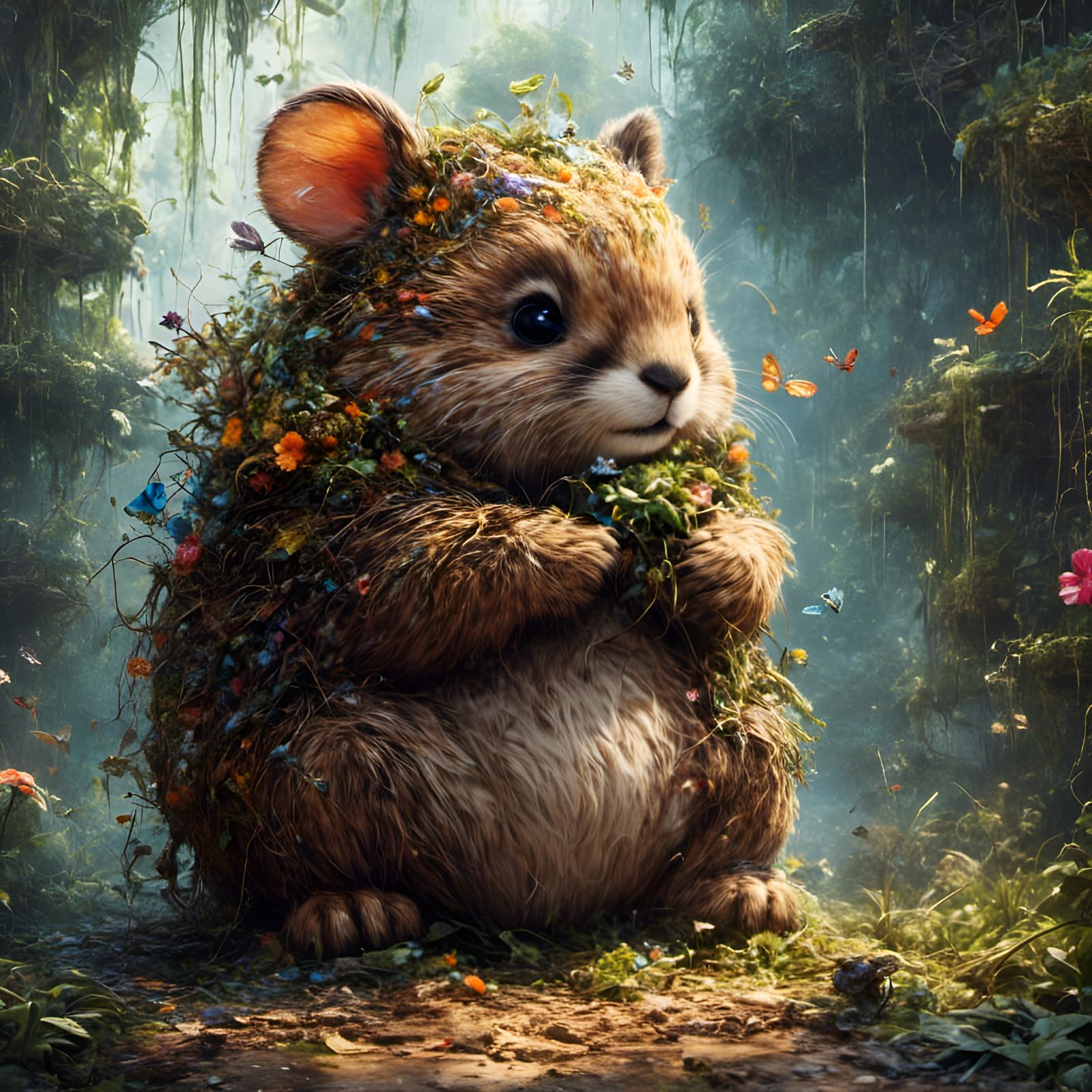 Adorable Animal Portrait in Graffiti Style