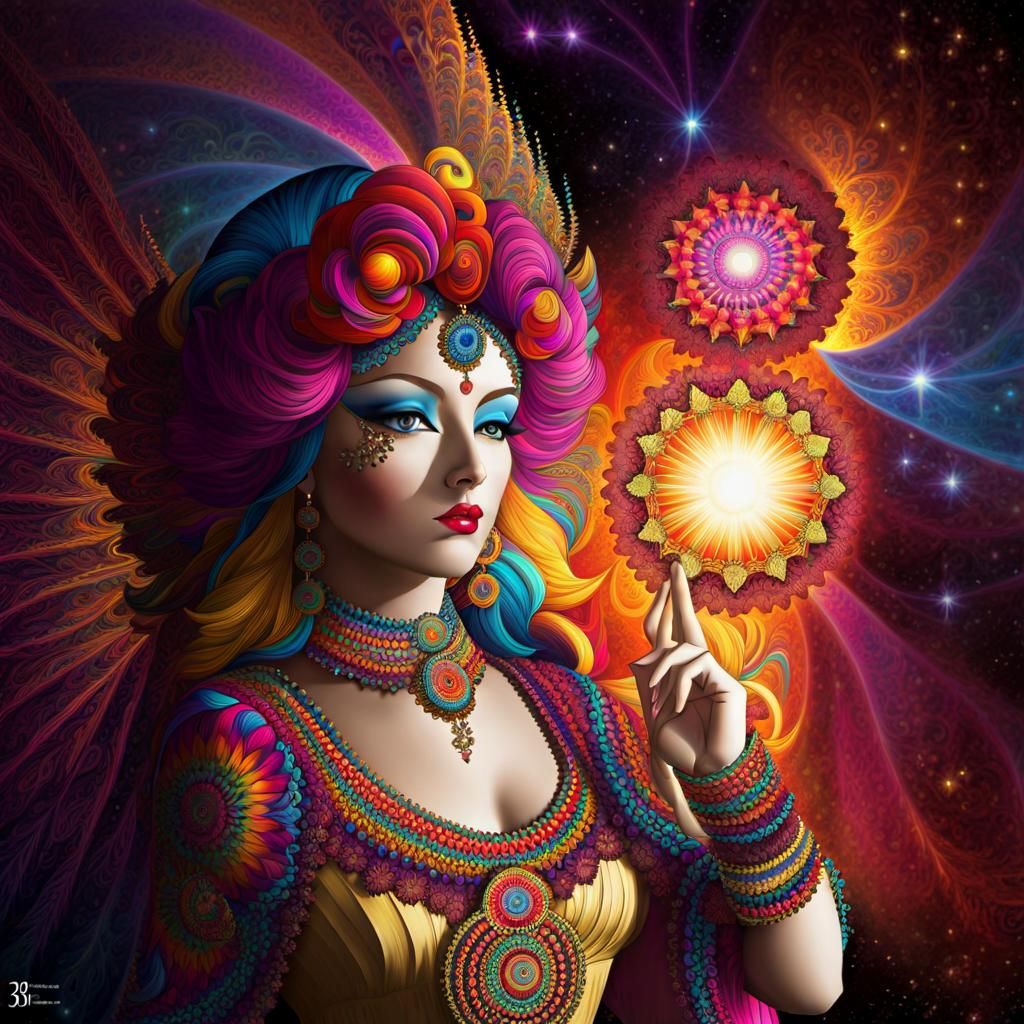 Psychedelic 3883 Angel Number Mandala Art