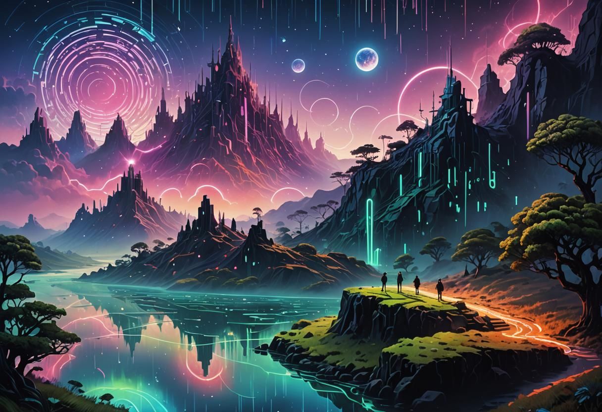 Cybernetic Dreamscape: A Neon Surreal Vision