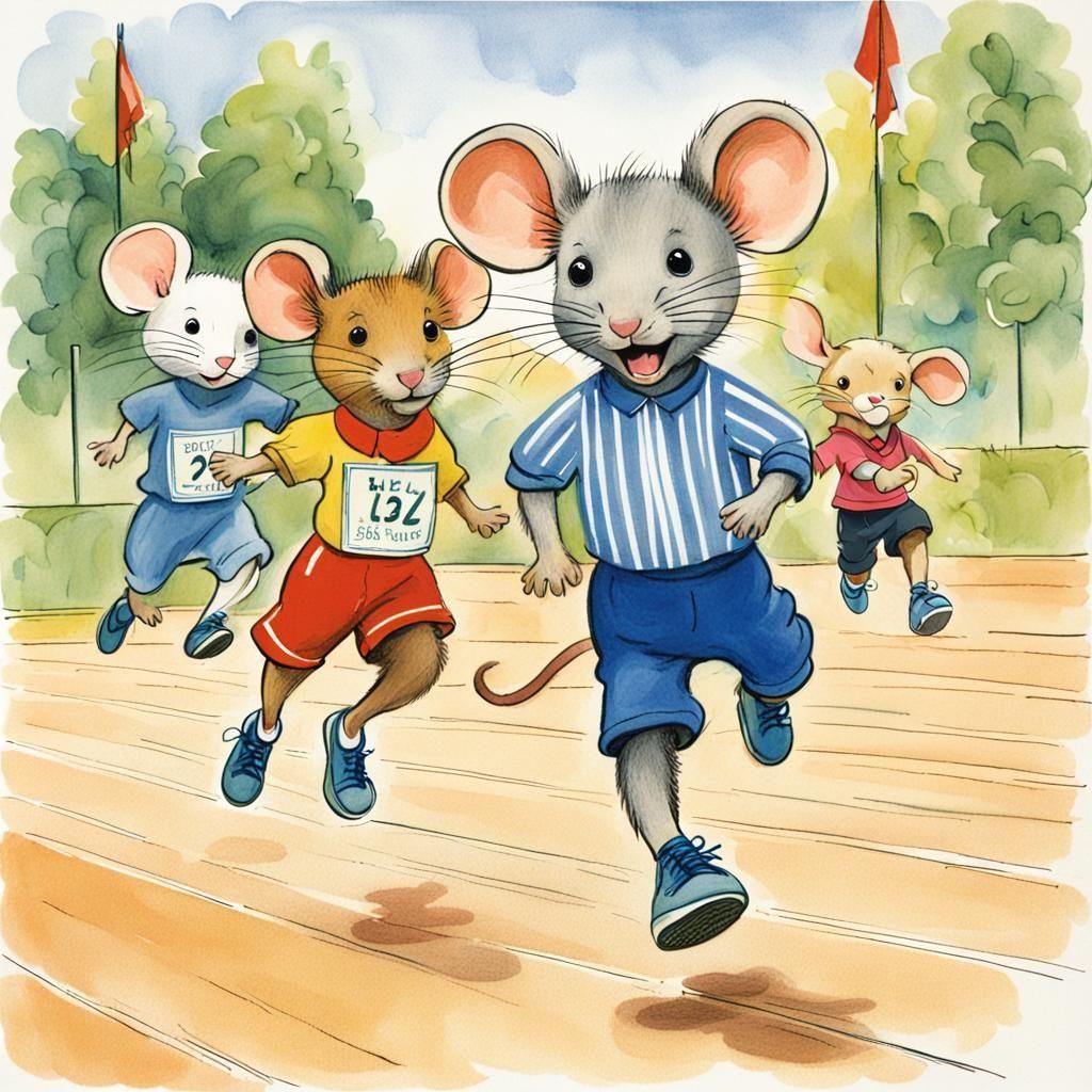 Mouse Wins Olympic Race in Children's Book Style