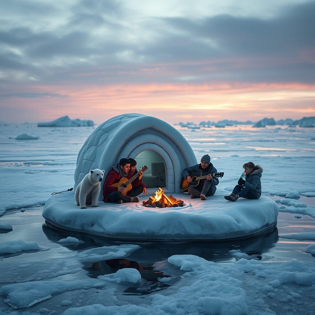Siberian Family Finds Warmth on a Frozen Iceberg