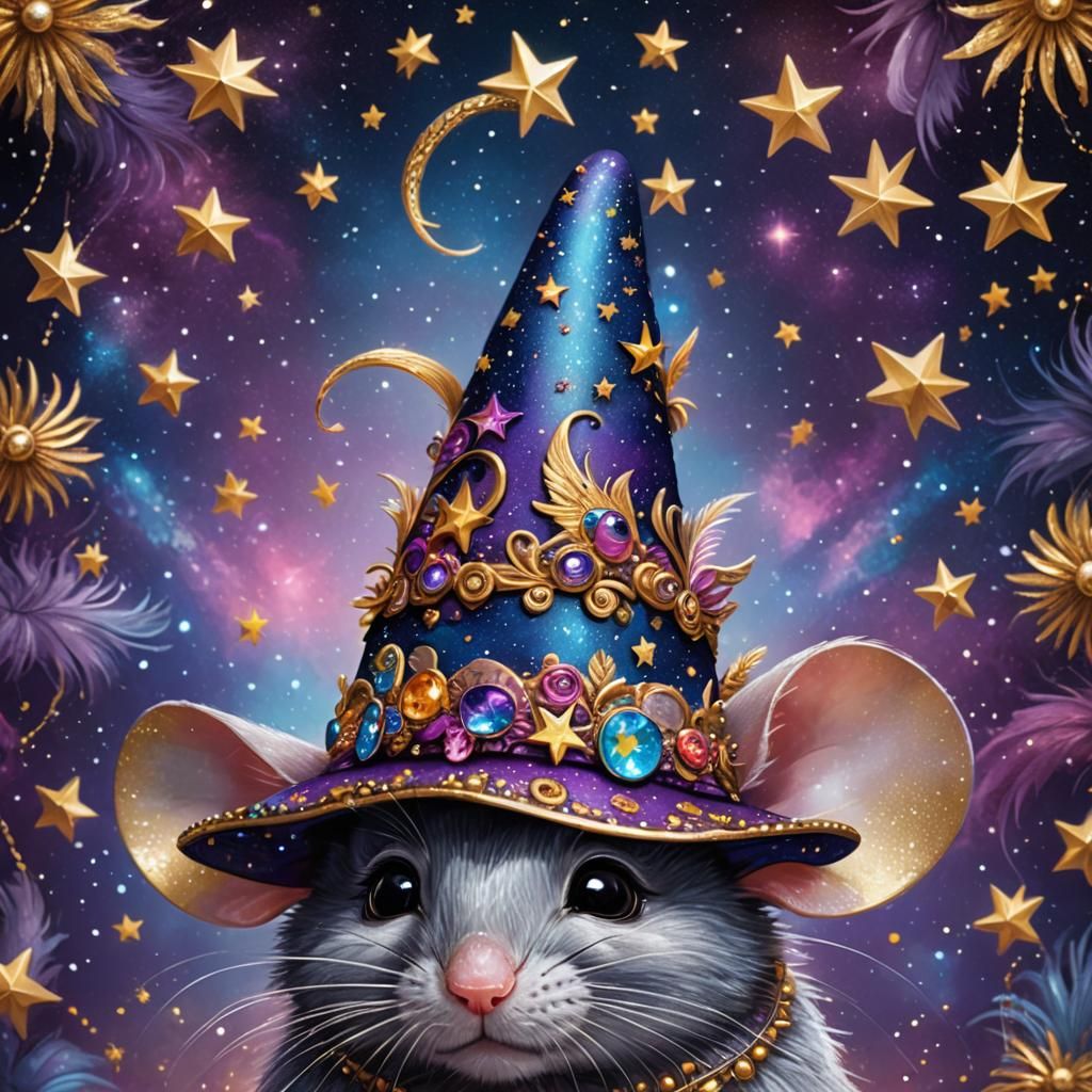 Mouse in Magical Star Hat: Fantastical Concept Art
