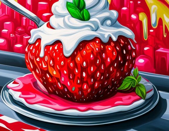 Strawberry Dessert Town in Graffiti Street Art Style
