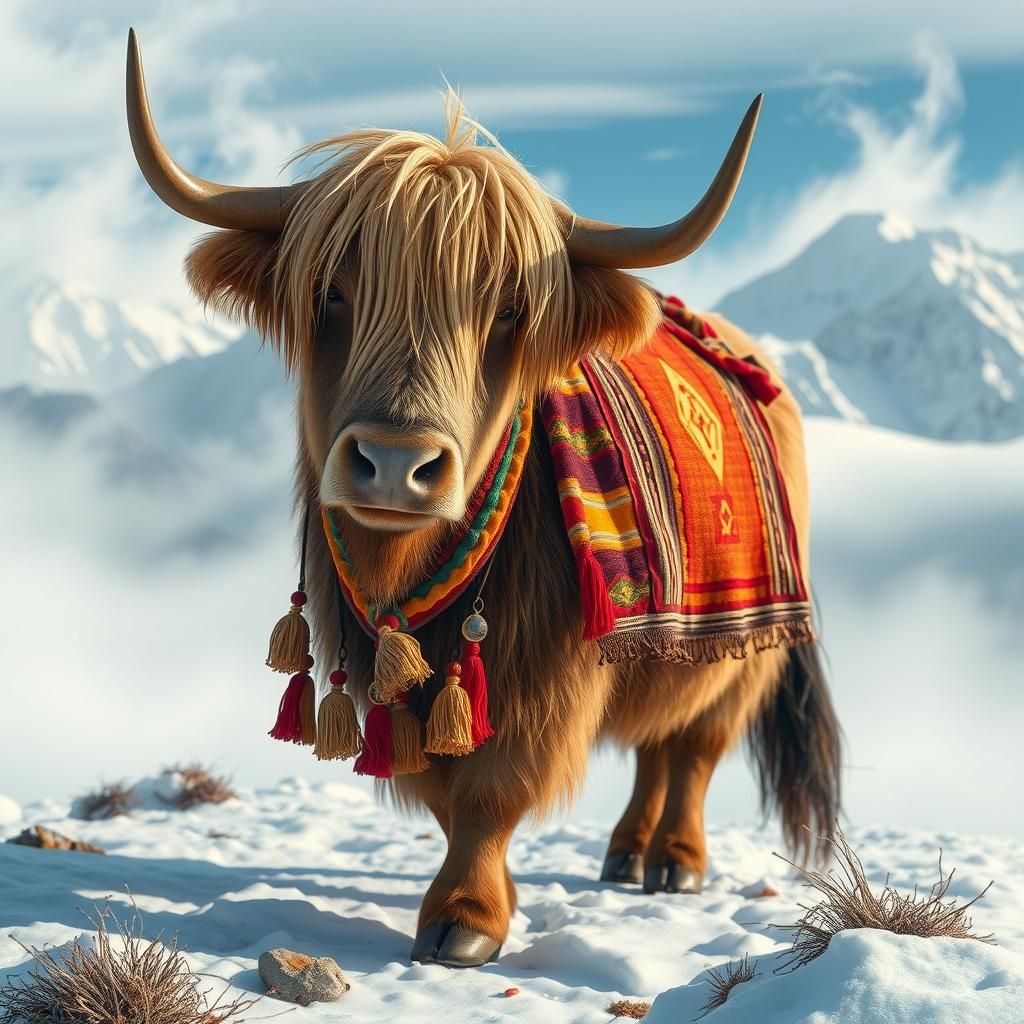 Yak in Snowy Himalayas as Atmospheric Realism
